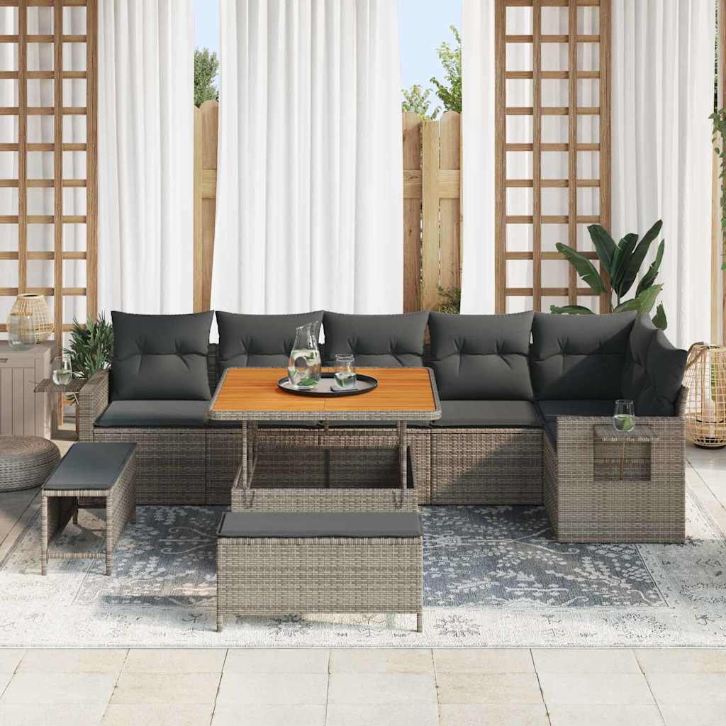 Sjedeća garnitura za vrt 9 kom. Siva poliratan 100 x 100 x 71 cm