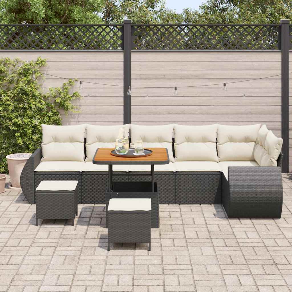 Sjedeća garnitura za vrt 9 kom. Crna poliratan 80 x 80 x 71 cm