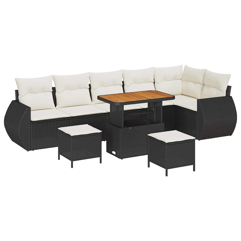Sjedeća garnitura za vrt 9 kom. Crna poliratan 90 x 55 x 71 cm