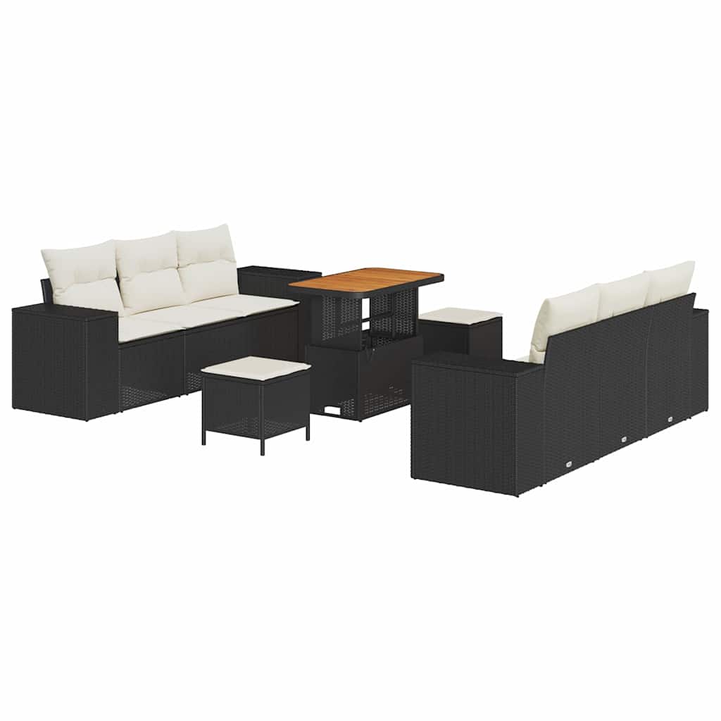 Sjedeća garnitura za vrt 9 kom. Crna Poli ratan 221 x 62 x 85 cm