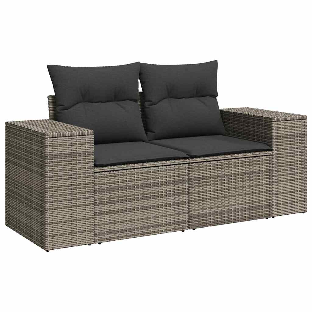 Sjedeća garnitura za vrt 11 kom. Siva poliratan 255 x 62 x 85 cm