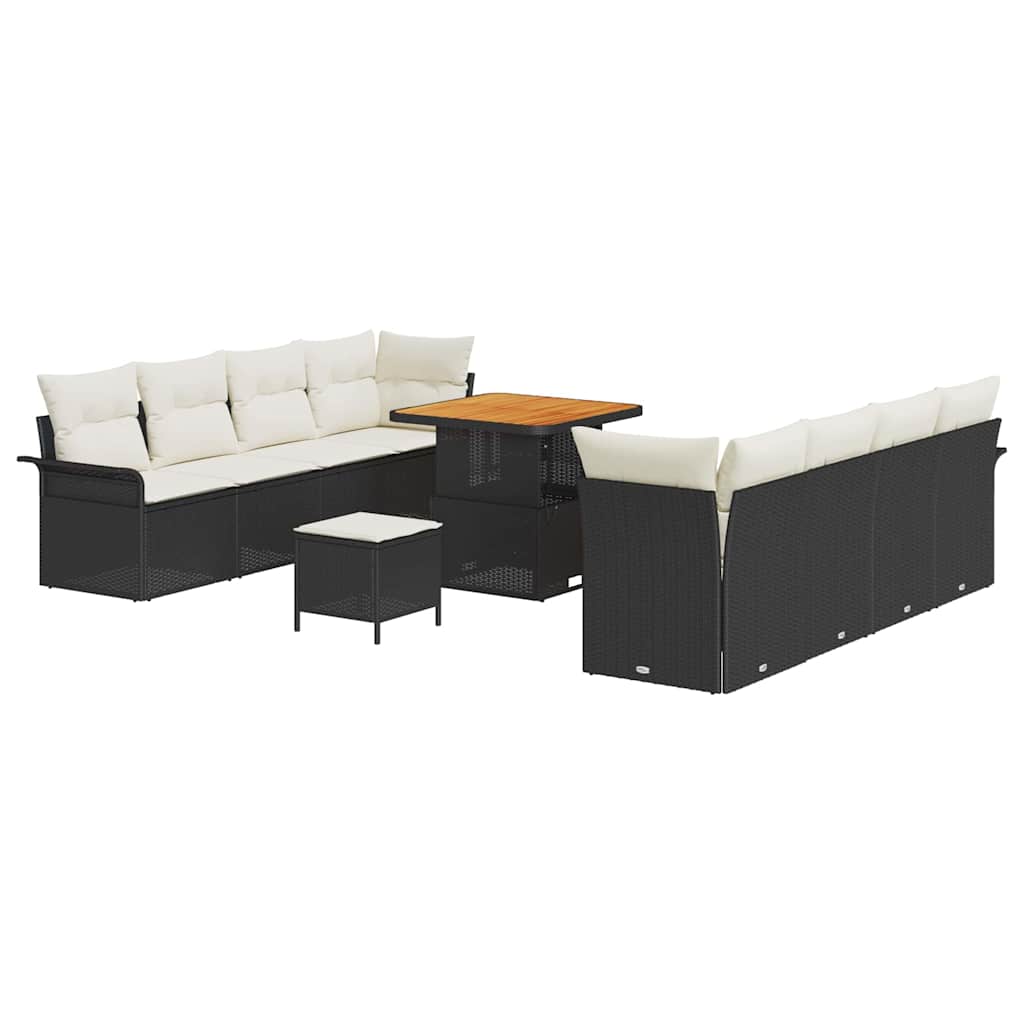Sjedeća garnitura za vrt 11 kom. Crna poliratan 242.5 x 62 x 85 cm