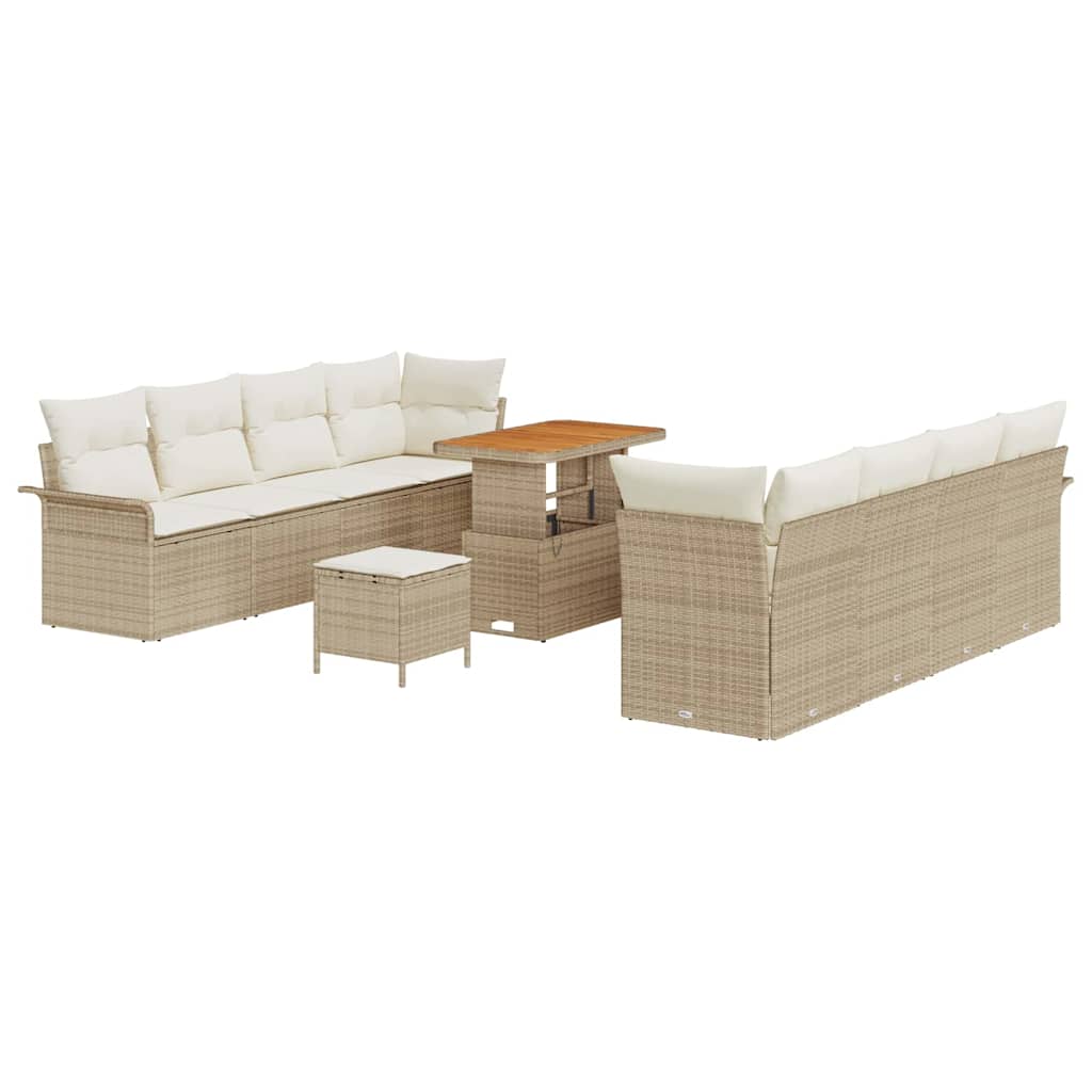 Sjedeća garnitura za vrt 11 kom. Bež poliratan 242.5 x 62 x 85 cm