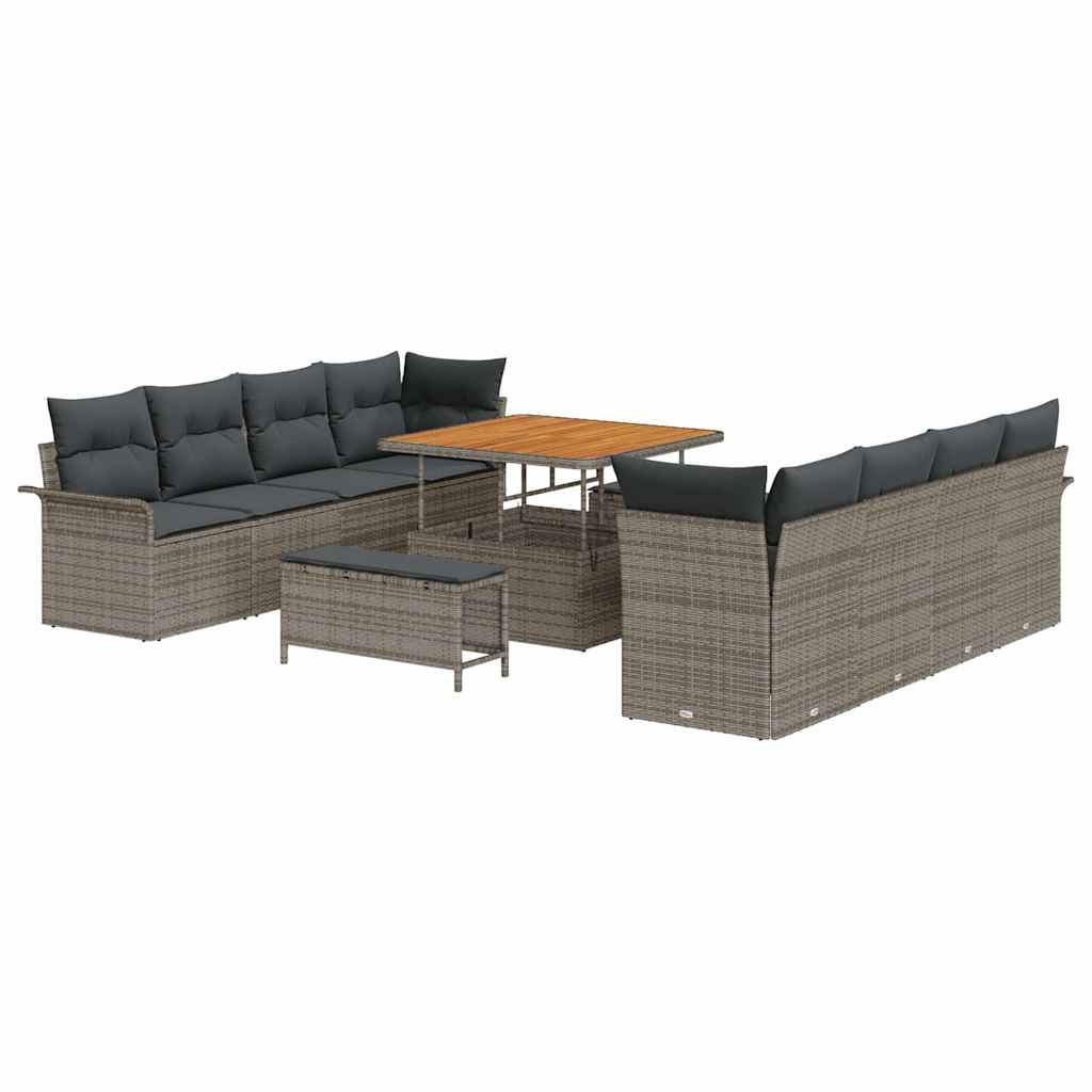 Sjedeća garnitura za vrt 11 kom. Siva poliratan 242.5 x 62 x 85 cm