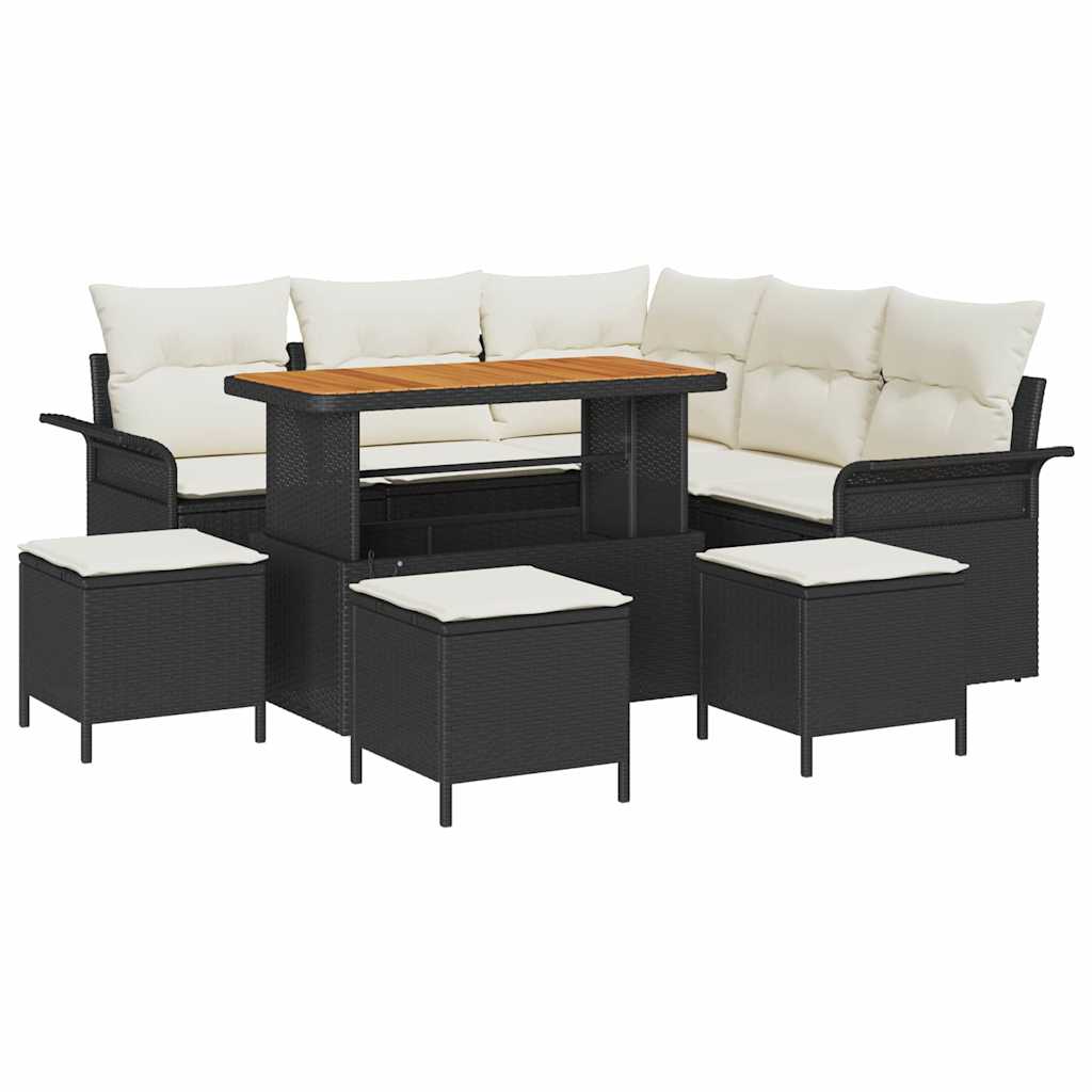 Sjedeća garnitura za vrt 9 kom. Crna poliratan 187.5 x 187.5 x 85 cm