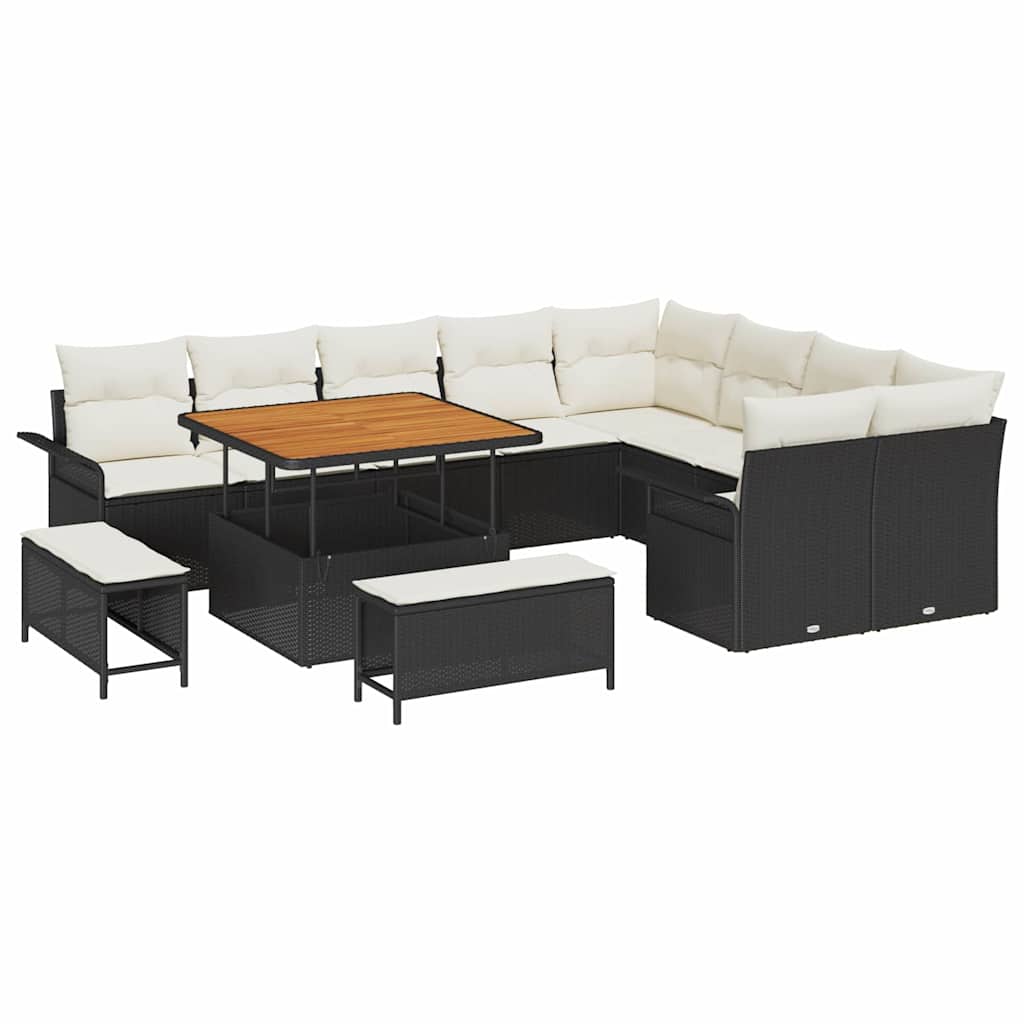 Sjedeća garnitura za vrt 12 kom. Crna poliratan 297.4 x 234 x 85 cm