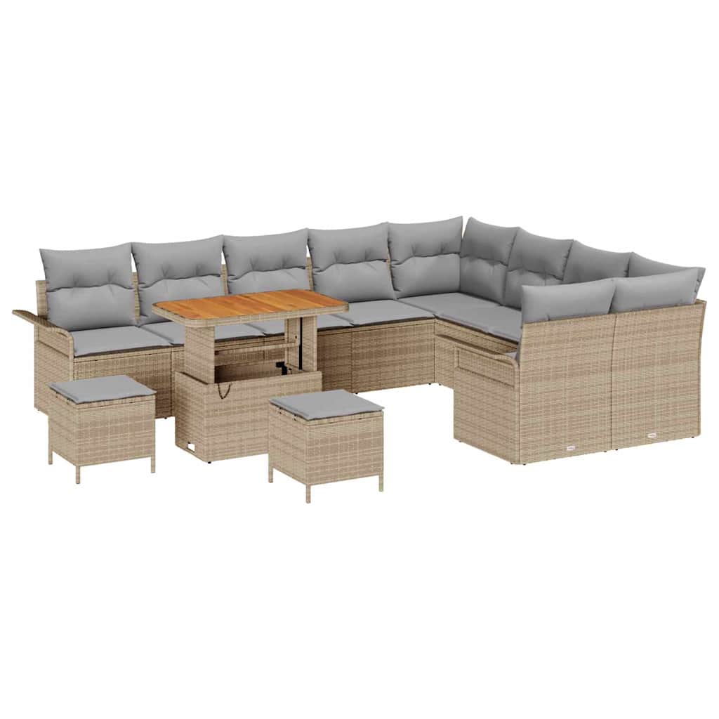 Sjedeća garnitura za vrt 12 kom. Bež poliratan 297.4 x 234 x 85 cm