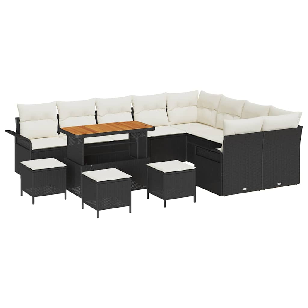 Sjedeća garnitura za vrt 13 kom. Crna poliratan 297.4 x 234 x 85 cm