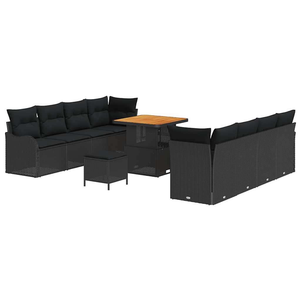 Sjedeća garnitura za vrt 11 kom. Crna poliratan 232.5 x 62 x 85 cm