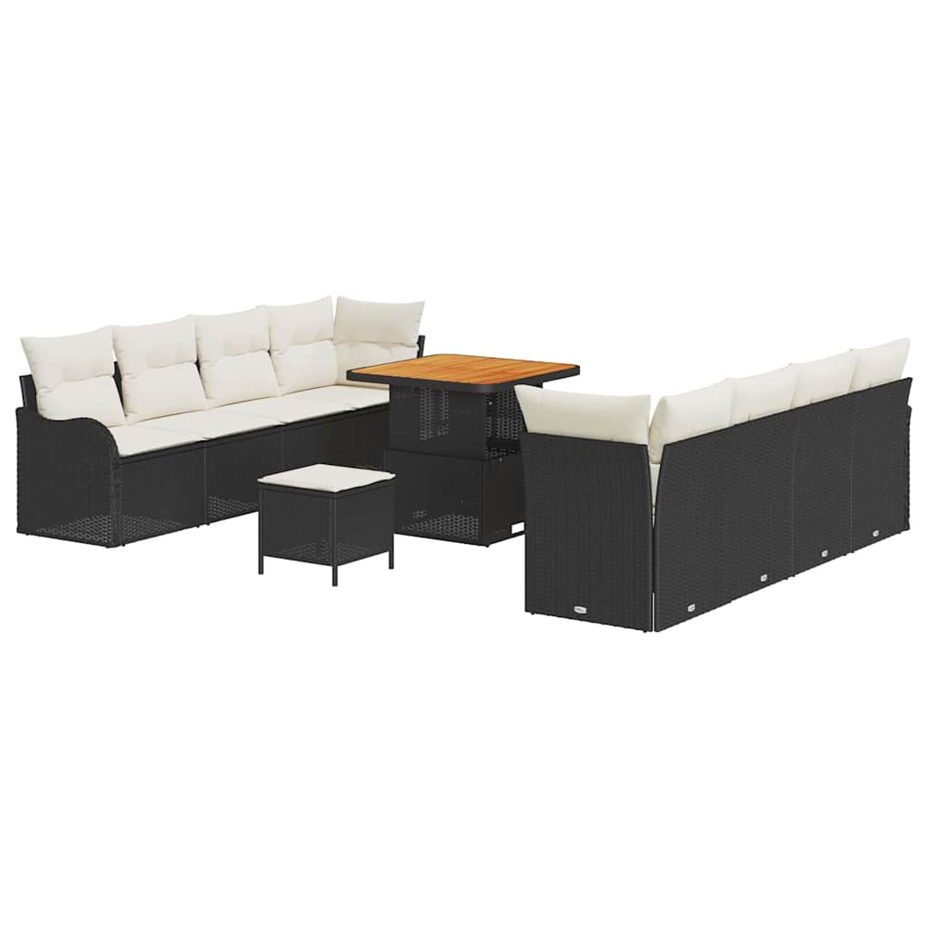 Sjedeća garnitura za vrt 11 kom. Crna poliratan 232.5 x 62 x 85 cm