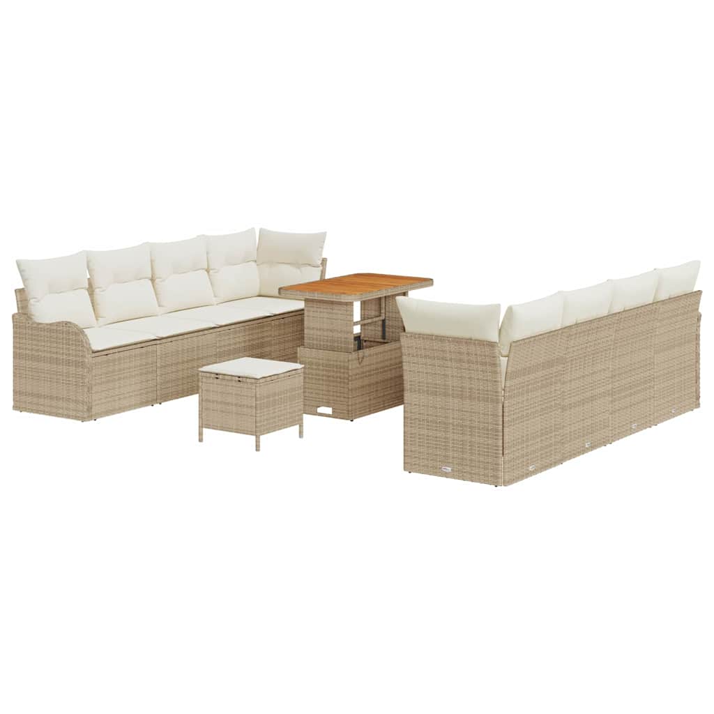 Sjedeća garnitura za vrt 11 kom. Bež poliratan 232.5 x 62 x 85 cm