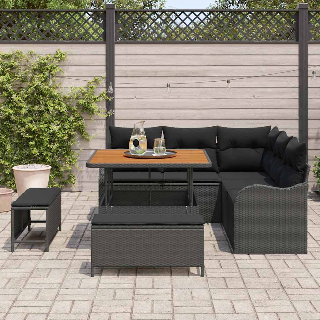 Sjedeća garnitura za vrt 8 kom. Crna poliratan 177.5 x 177.5 x 85 cm
