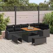 Sjedeća garnitura za vrt 9 kom. Crna poliratan 287,5 x 122,5 x 85 cm