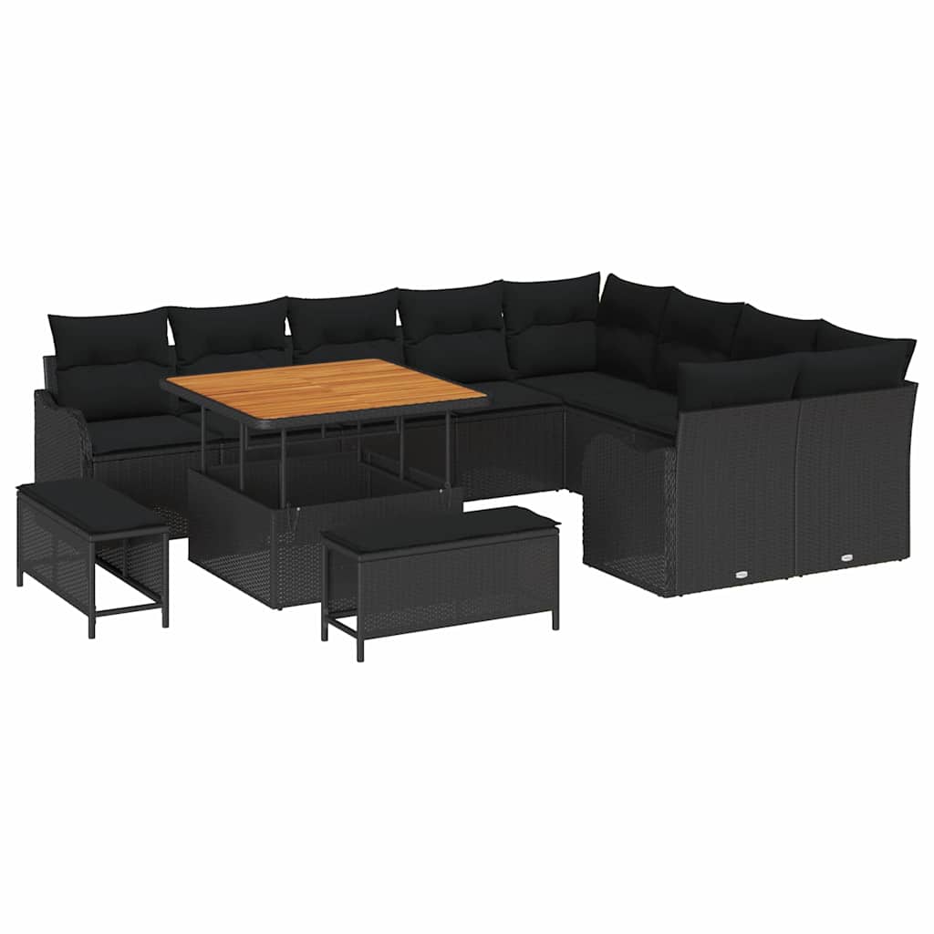 Sjedeća garnitura za vrt 12 kom. Crna poliratan 287.5 x 234 x 85 cm