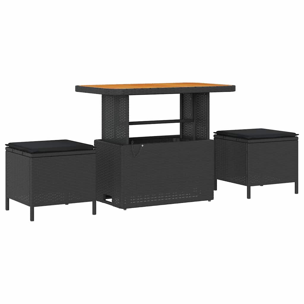 Sjedeća garnitura za vrt 9 kom. Crna poliratan 179 x 62 x 85 cm