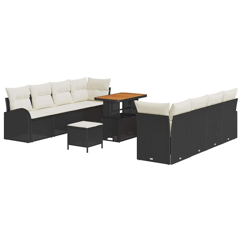 Sjedeća garnitura za vrt 11 kom. Crna poliratan 233,5 x 62 x 85 cm