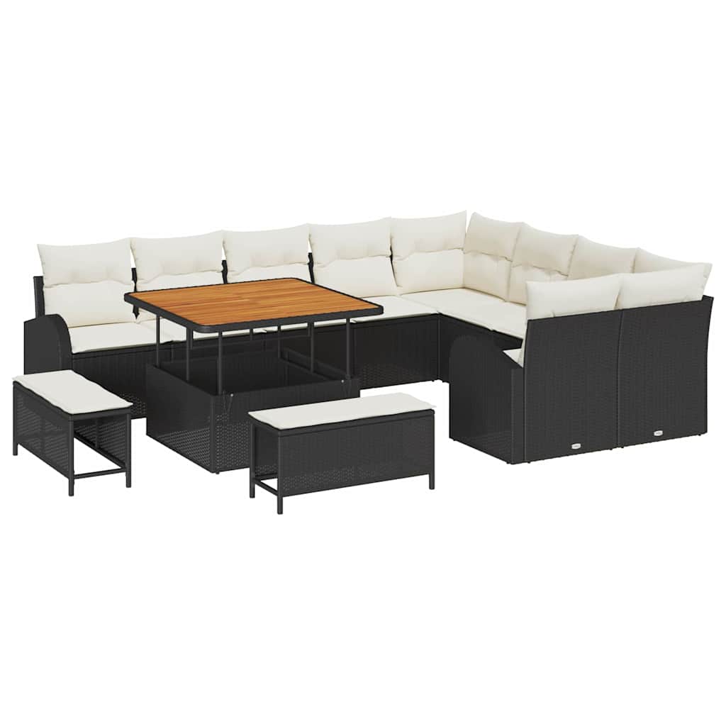 Sjedeća garnitura za vrt 12 kom. Crna poliratan 288.5 x 234 x 85 cm