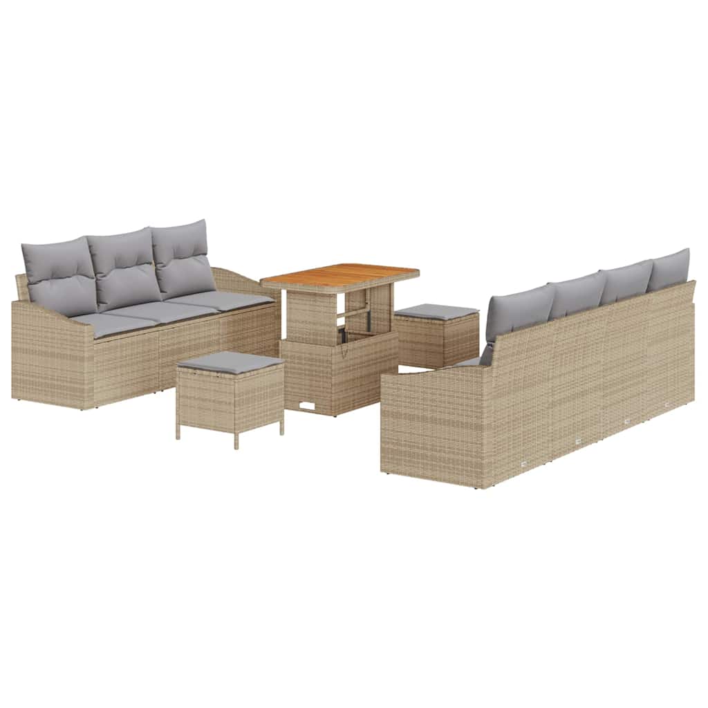 Sjedeća garnitura za vrt 10 kom. Bež poliratan 233 x 62 x 85 cm