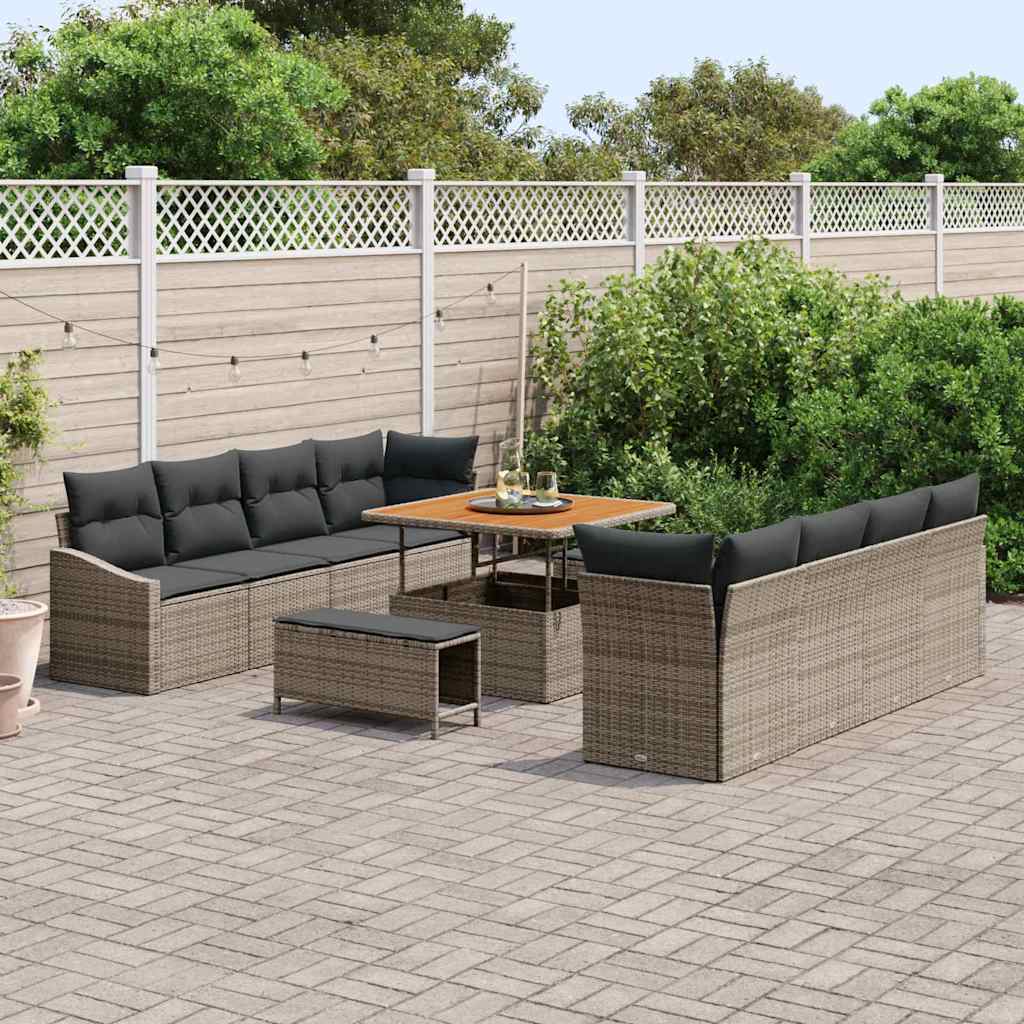 Sjedeća garnitura za vrt 11 kom. Siva poliratan 233.5 x 62 x 85 cm