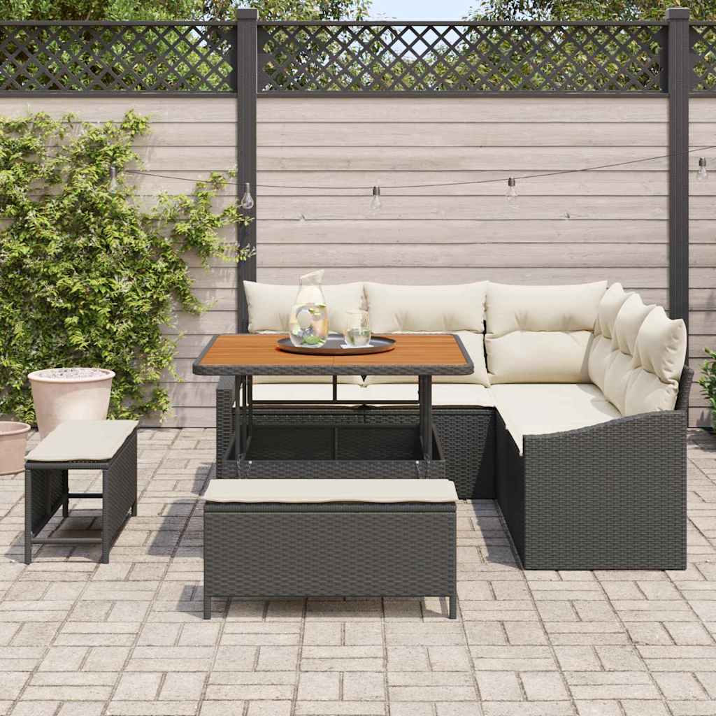 Sjedeća garnitura za vrt 8 kom. Crna poliratan 178.5 x 178.5 x 85 cm