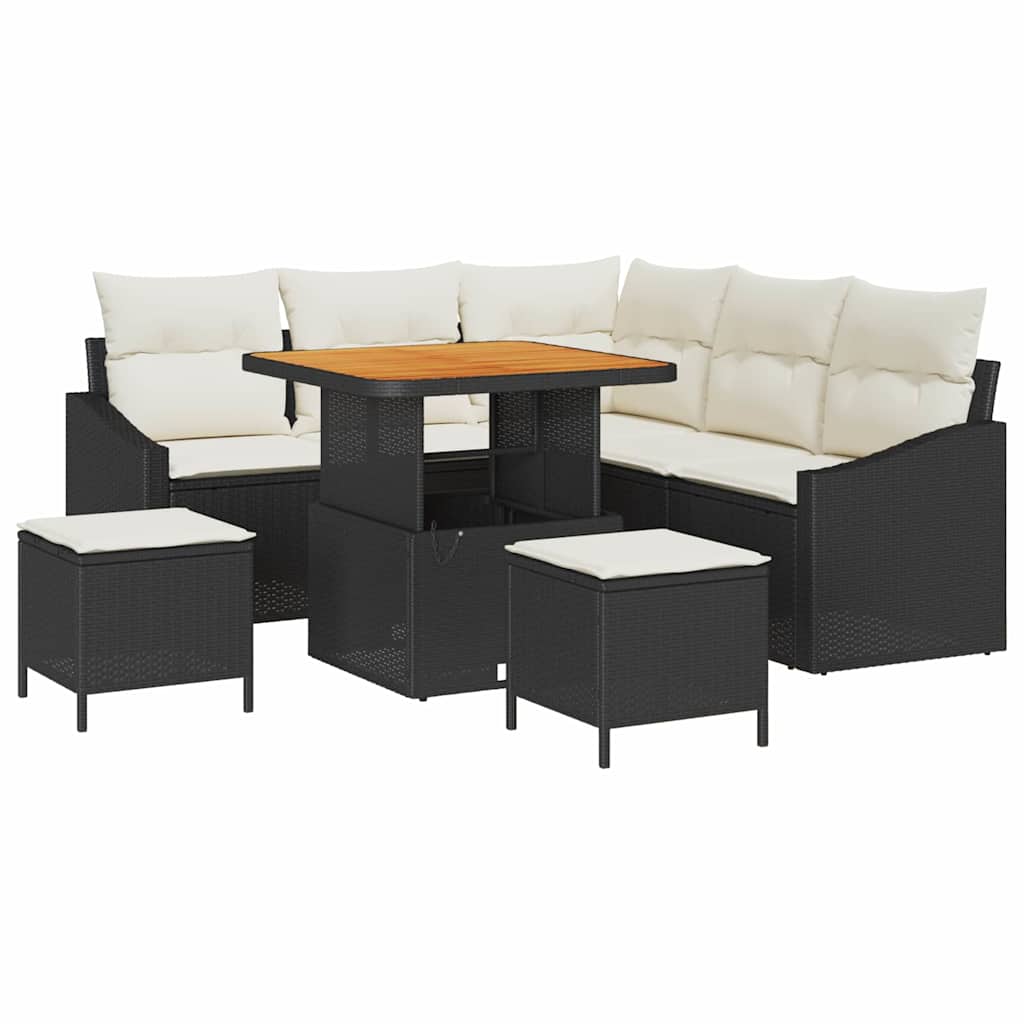 Sjedeća garnitura za vrt 8 kom. Crna poliratan 178.5 x 178.5 x 85 cm