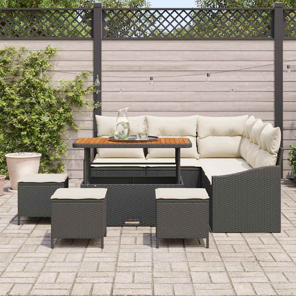 Sjedeća garnitura za vrt 9 kom. Crna poliratan 178.5 x 178.5 x 85 cm
