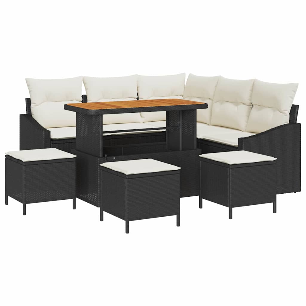 Sjedeća garnitura za vrt 9 kom. Crna poliratan 178.5 x 178.5 x 85 cm