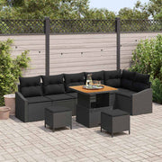 Sjedeća garnitura za vrt 9 kom. Crna poliratan 288.5 x 123.5 x 85 cm