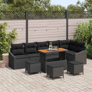 Sjedeća garnitura za vrt 10 kom. Crna poliratan 288,5 x 123,5 x 85 cm
