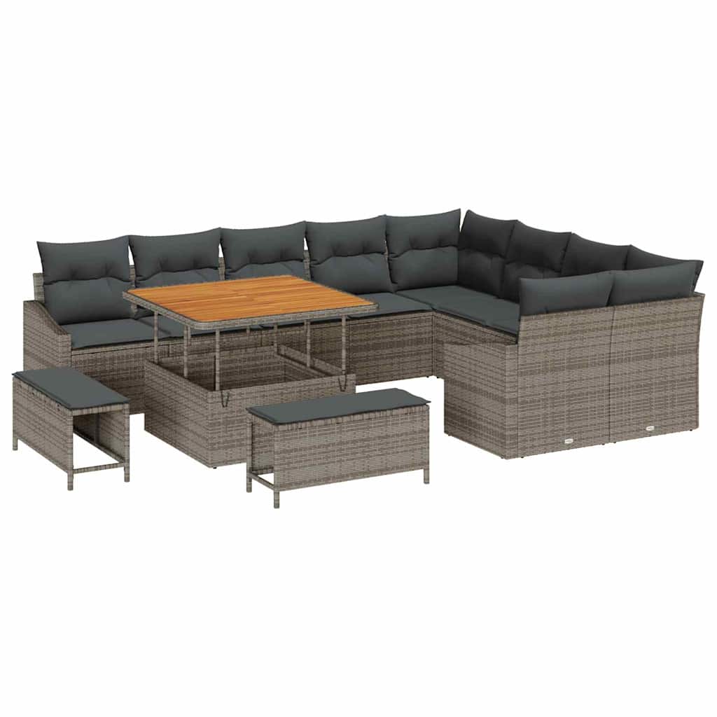 Sjedeća garnitura za vrt 12 kom. Siva poliratan 288,5 x 234 x 85 cm