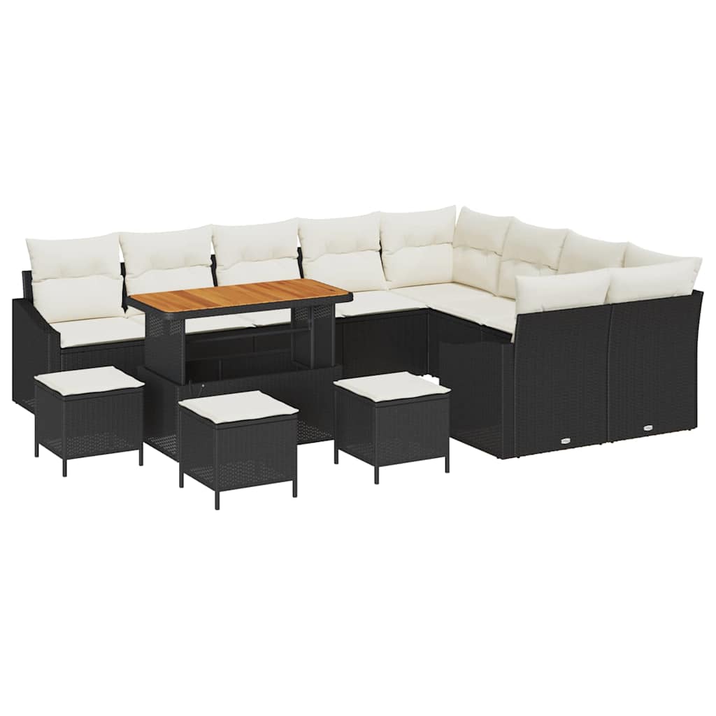 Sjedeća garnitura za vrt 13 kom. Crna poliratan 288,5 x 234 x 85 cm