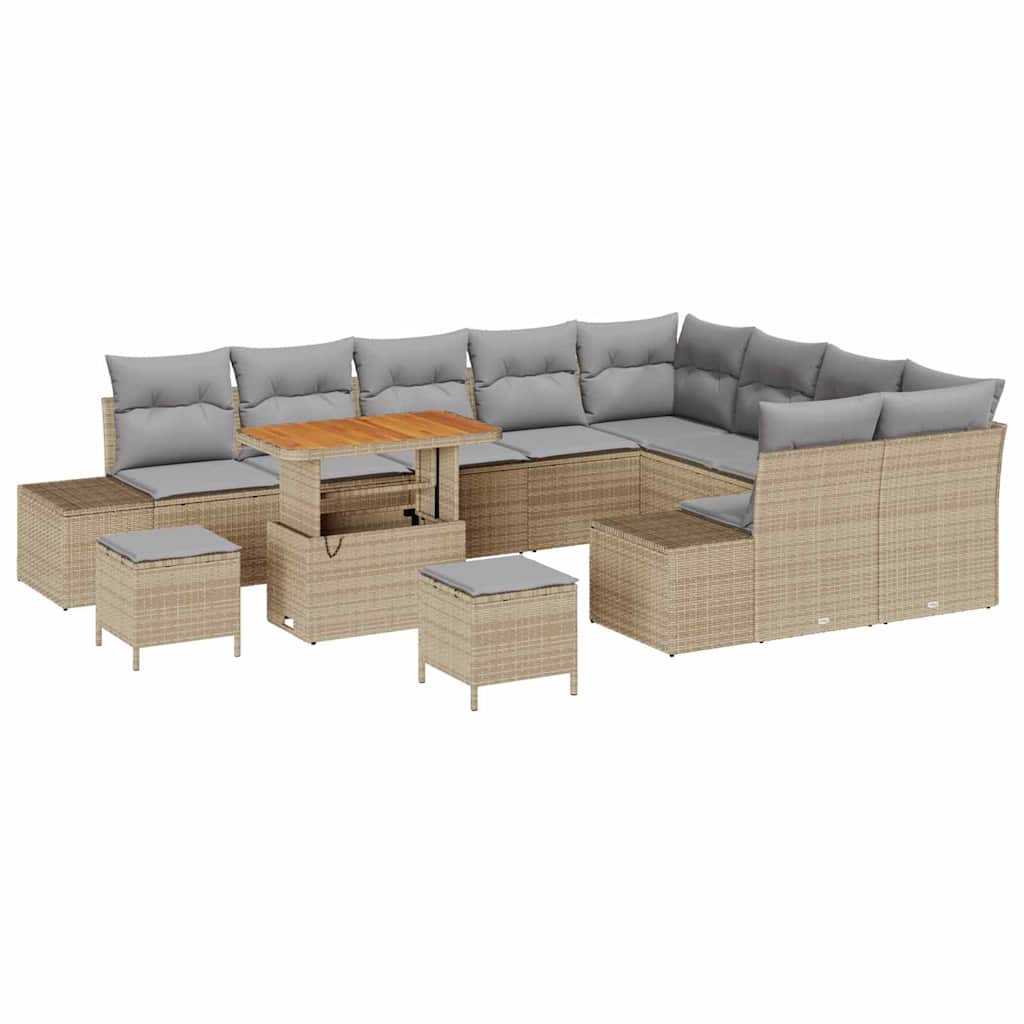 Sjedeća garnitura za vrt 12 kom. Bež poliratan 319 x 234 x 85 cm