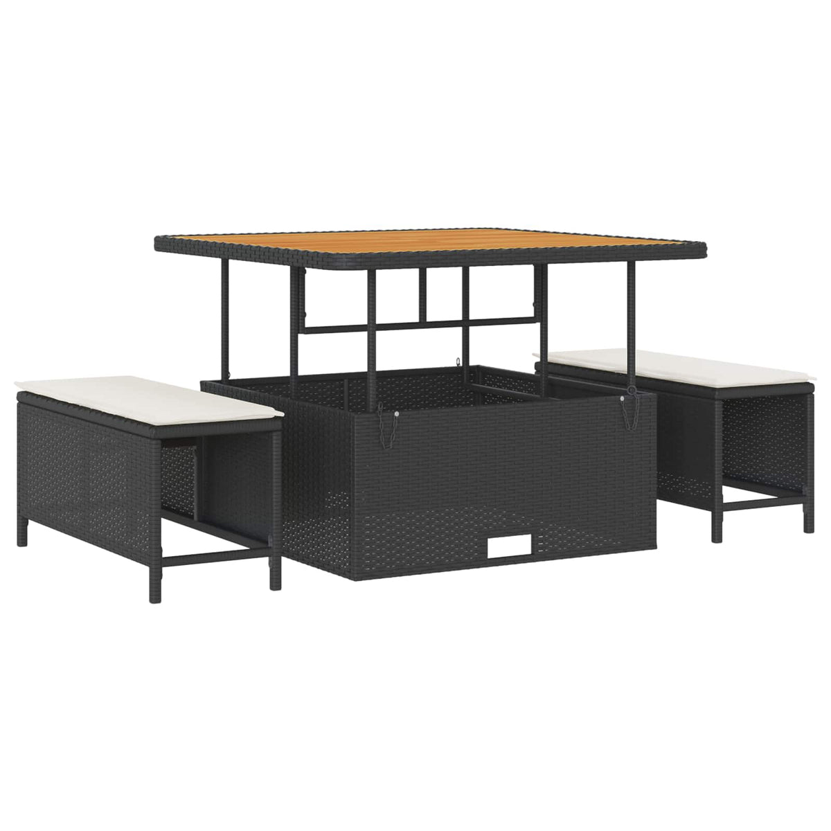 Sjedeća garnitura za vrt 9 kom. Crna poliratan 110 x 55 x 71 cm