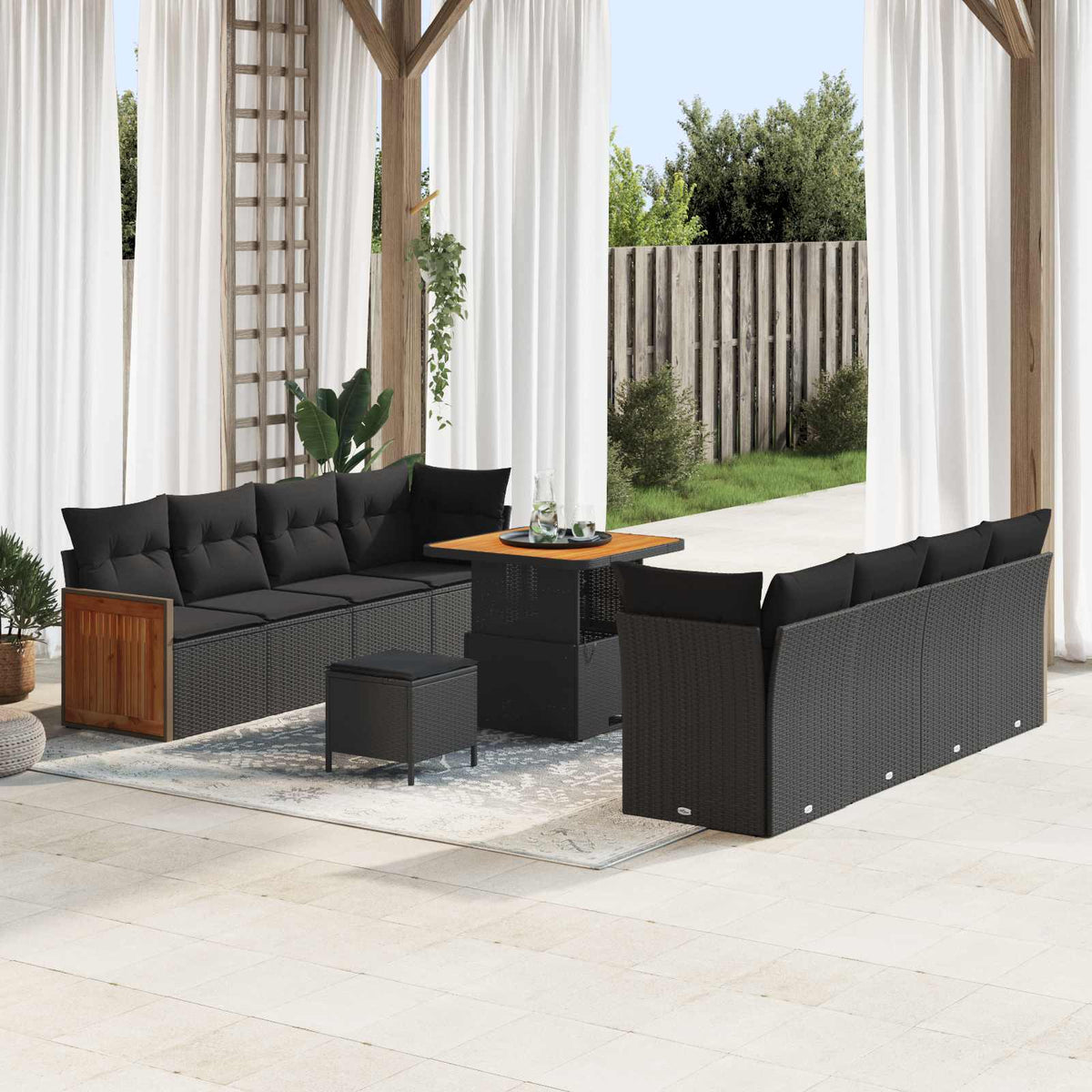 Sjedeća garnitura za vrt 11 kom. 11-Broj sjedala Crna 80 x 80 x 71 cm
