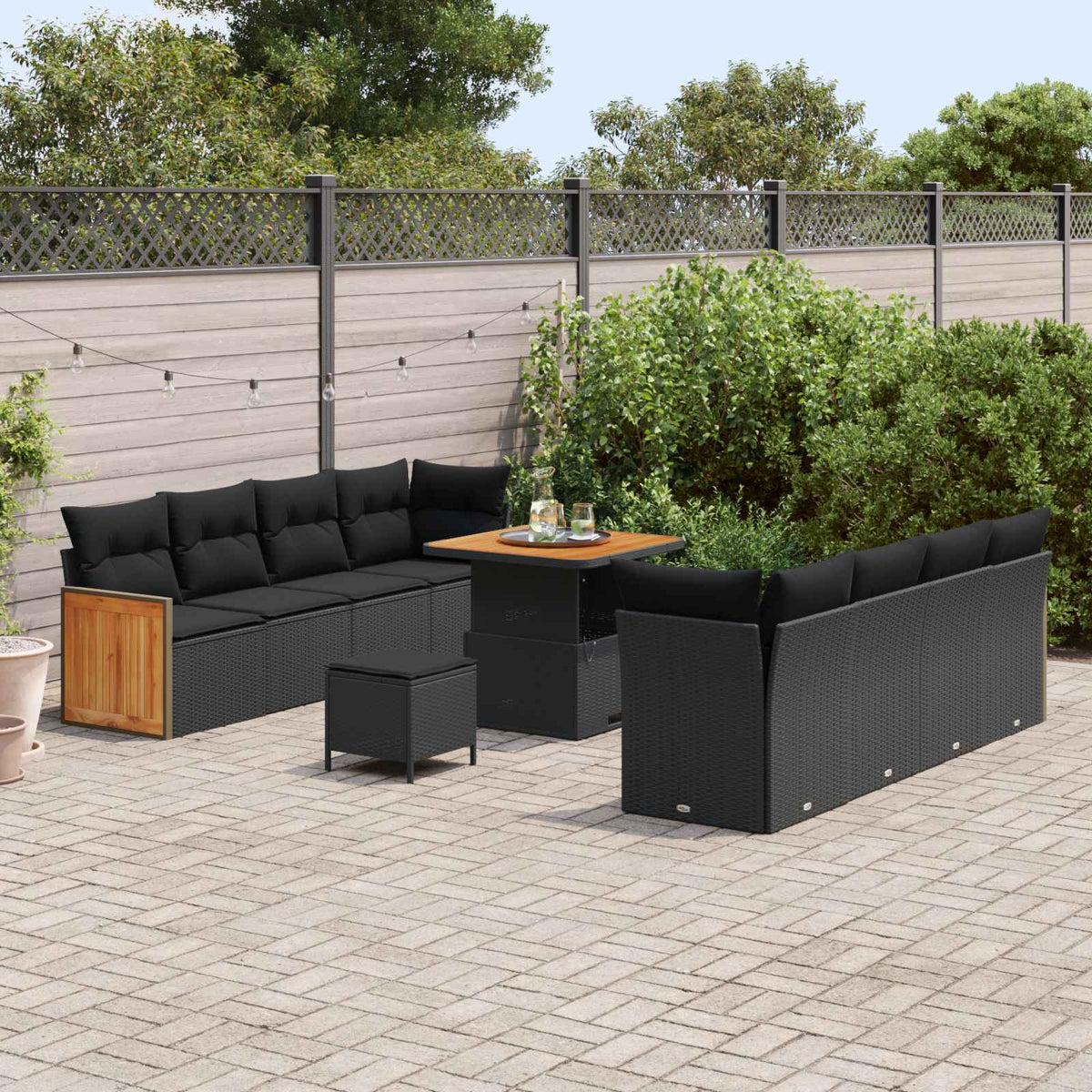 Sjedeća garnitura za vrt 11 kom. 11-Broj sjedala Crna 80 x 80 x 71 cm