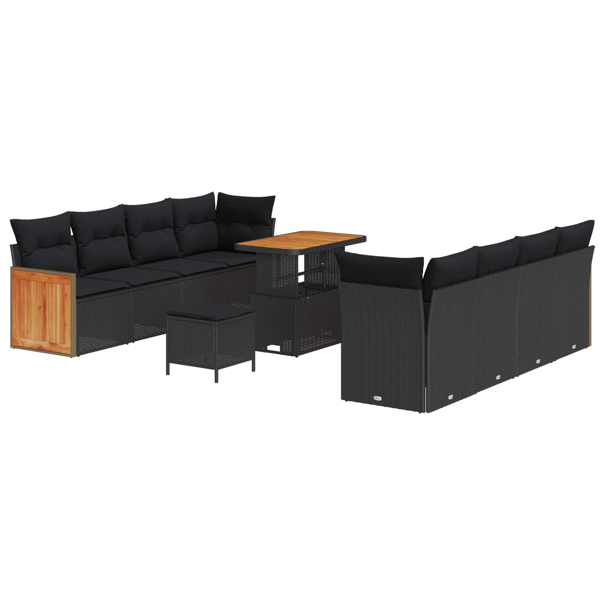 Sjedeća garnitura za vrt 11 kom. 11-Broj sjedala Crna 90 x 55 x 71 cm