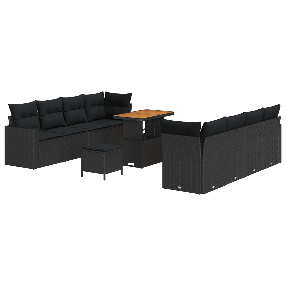Sjedeća garnitura za vrt 12 kom. 12-Broj sjedala Crna poliratan 90 x 55 x 71 cm