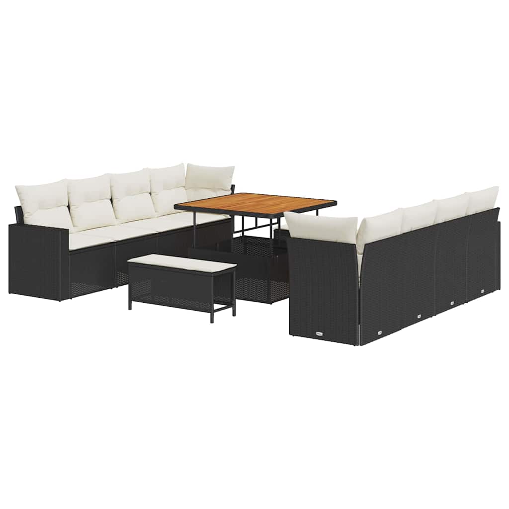 Sjedeća garnitura za vrt 12 kom. 12-Broj sjedala Crna i Krema 237.5 x 224 x 85 cm