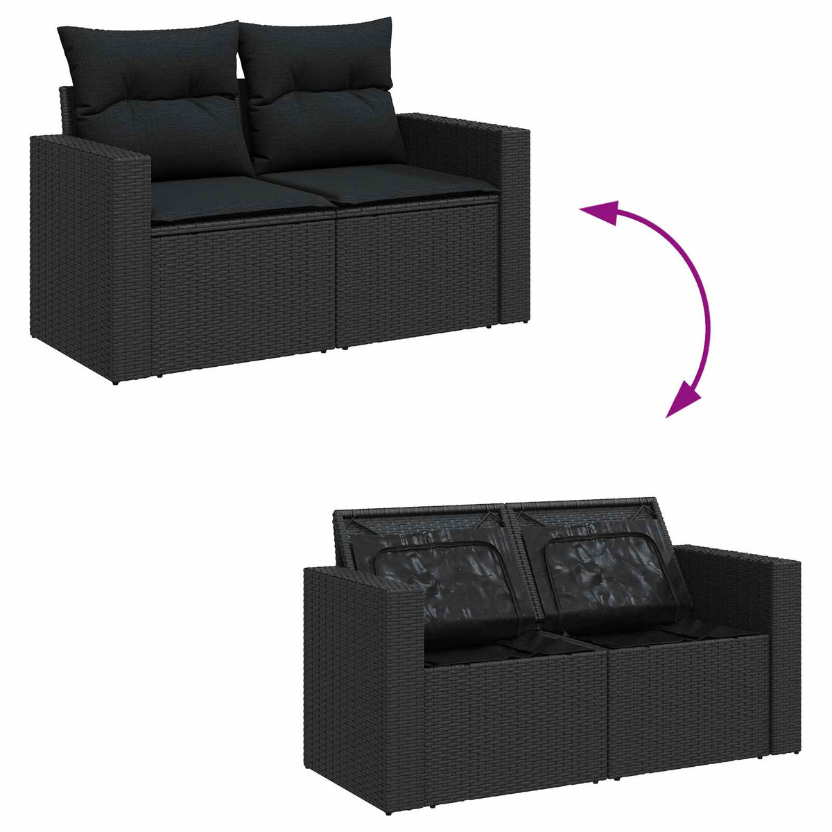 Sjedeća garnitura za vrt 12 kom. 8-Broj sjedala Crna poliratan 292,5 x 157 x 85 cm