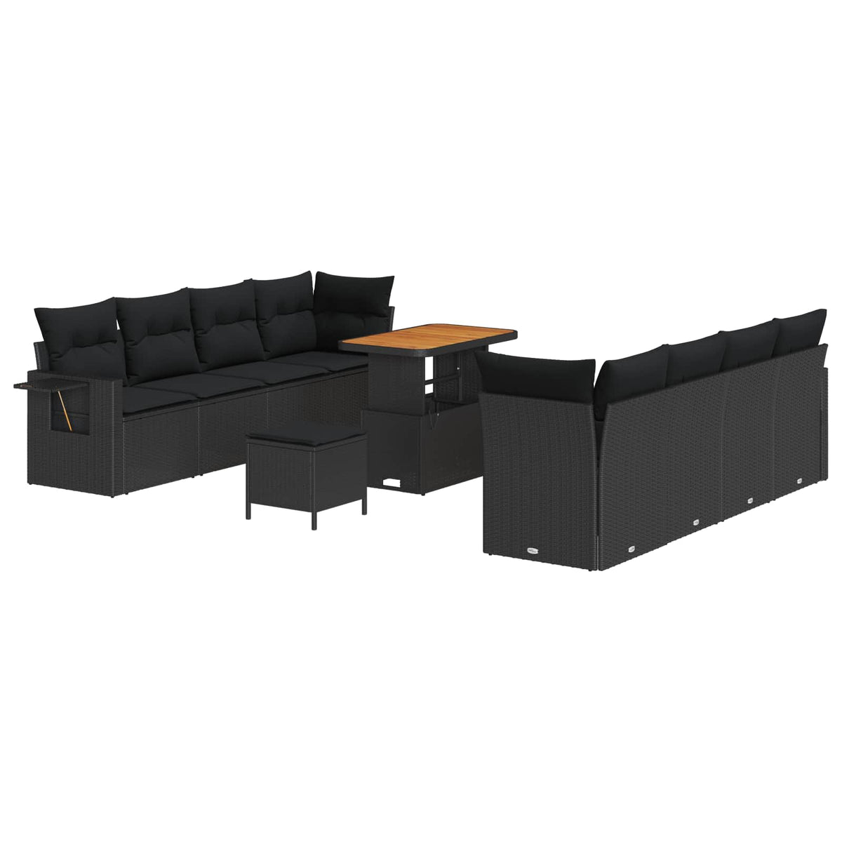 Sjedeća garnitura za vrt Crna poliratan 90 x 55 x 71 cm