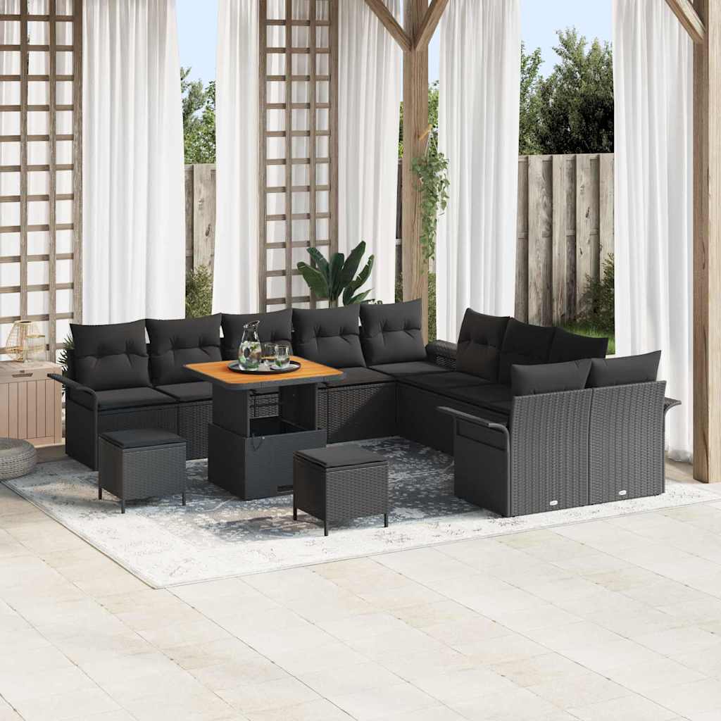 Sjedeća garnitura za vrt 13 kom. 12-Broj sjedala Crna 80 x 80 x 71 cm