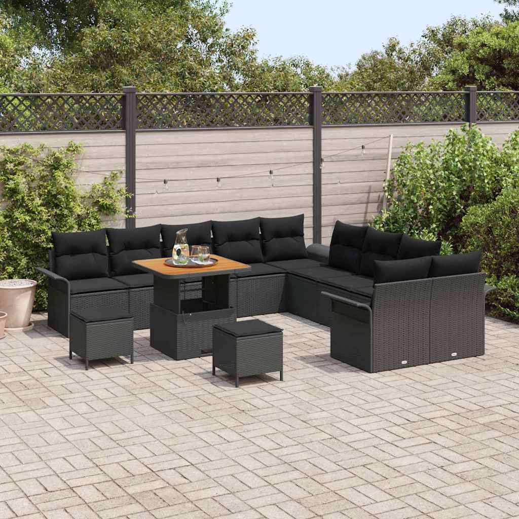 Sjedeća garnitura za vrt 13 kom. 12-Broj sjedala Crna 80 x 80 x 71 cm