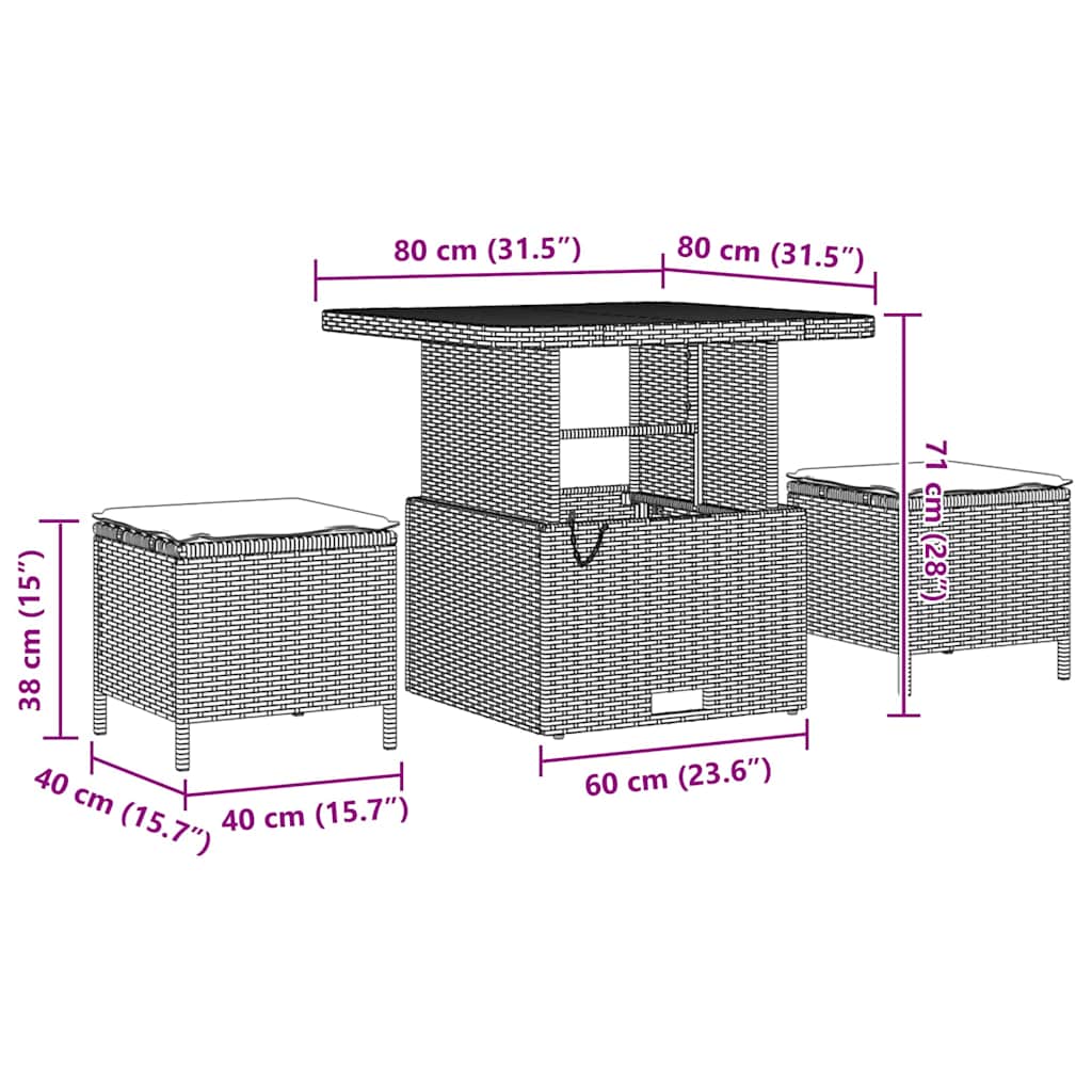 Sjedeća garnitura za vrt s jastukom Siva 80 x 80 x 71 cm
