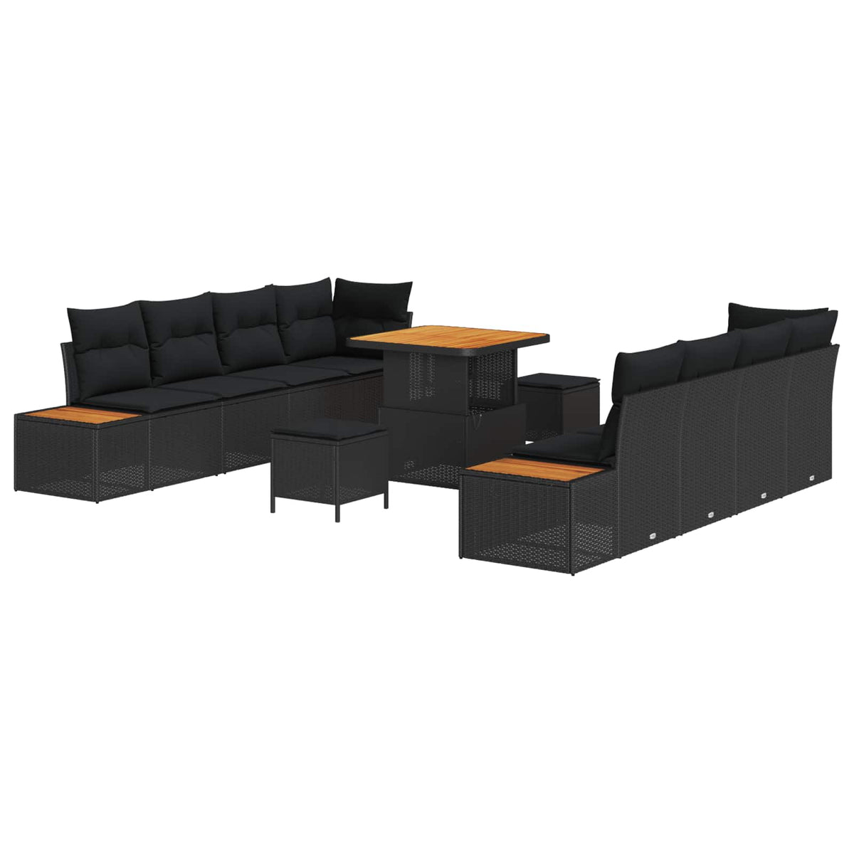 Sjedeća garnitura za vrt 11 kom. 10-Broj sjedala Crna 80 x 80 x 71 cm