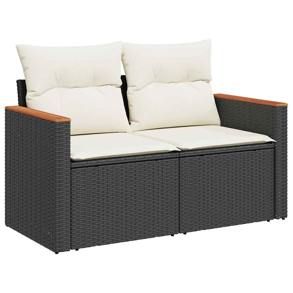 Sjedeća garnitura za vrt 10 kom. 7-Broj sjedala Crna i Krema 179 x 179 x 85 cm