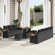 Sjedeća garnitura za vrt 13 kom. 9-Broj sjedala Crna poliratan 234 x 179 x 85 cm