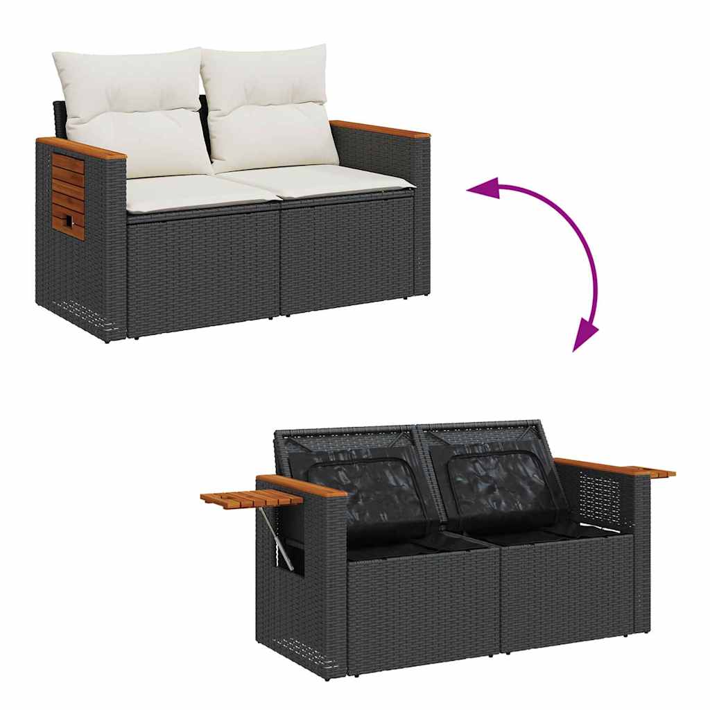 Sjedeća garnitura za vrt 9 kom. 8-Broj sjedala Crna i Krema 219 x 219 x 85 cm