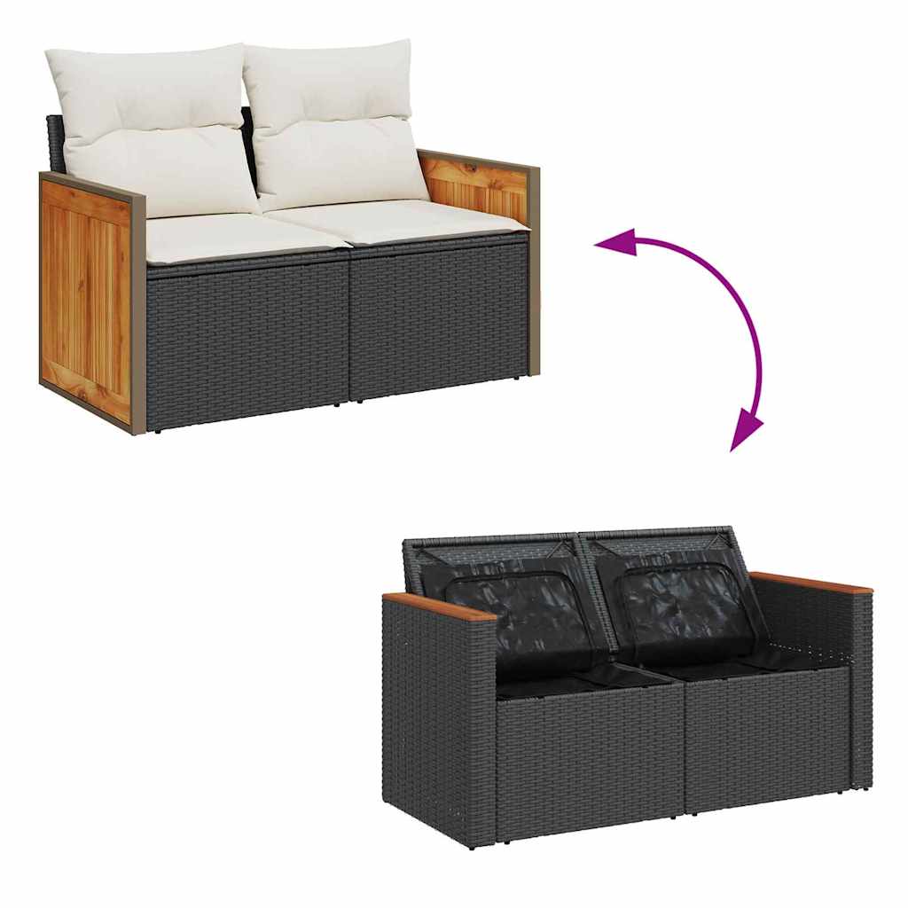 Sjedeća garnitura za vrt 13 kom. 11-Broj sjedala Crna i Krema 286 x 234 x 85 cm