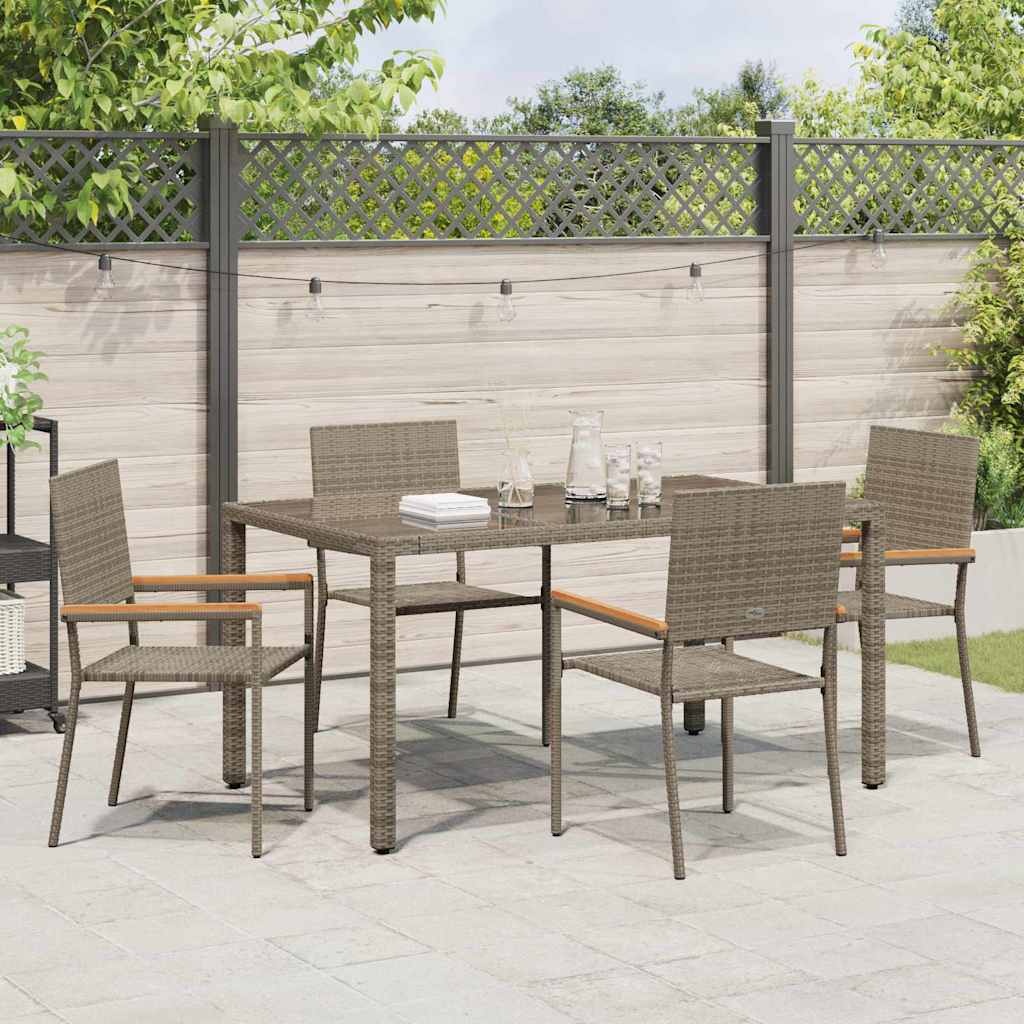 Vrtni set za objed 5 kom. Siva poliratan 150 x 90 x 75 cm