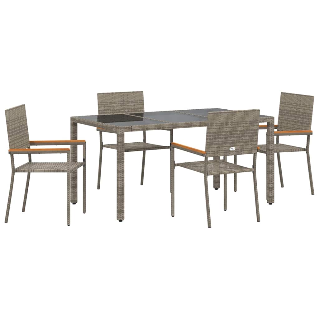Vrtni set za objed 5 kom. Siva poliratan 150 x 90 x 75 cm